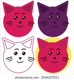 Cat Face Flat Design for Element Design