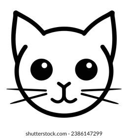 Cat Face Flat Icon Isolated On White Background