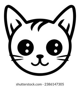 Cat Face Flat Icon Isolated On White Background