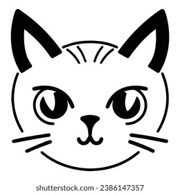 Cat Face Flat Icon Isolated On White Background
