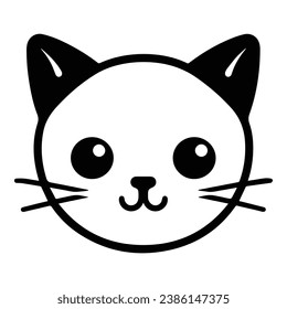 Cat Face Flat Icon Isolated On White Background
