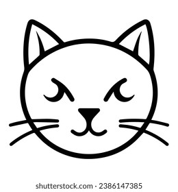 Cat Face Flat Icon Isolated On White Background