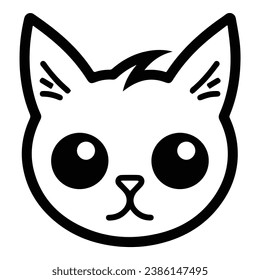 Cat Face Flat Icon Isolated On White Background