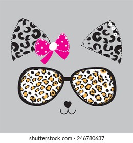 cat face with glasses vector illustration