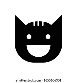 Cat face with glyph icon vector 