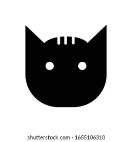 Cat face with glyph icon vector 