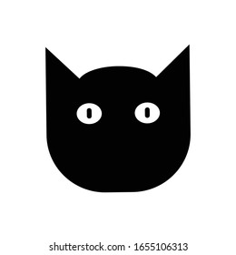 Cat face with glyph icon vector 