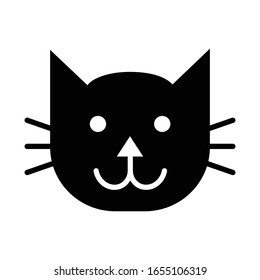 Cat face with glyph icon vector 