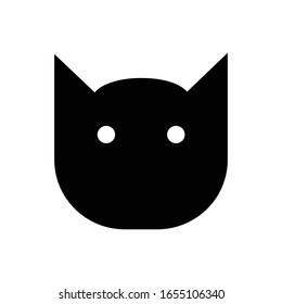 Cat face with glyph icon vector 