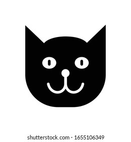 Cat face with glyph icon vector 
