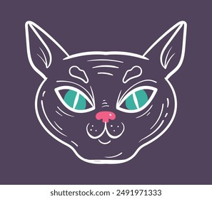 Cat face head character isolated concept. Vector flat graphic design element illustration
