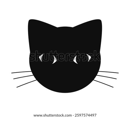 Cat face icon. Cute black cat head. Vector illustration.