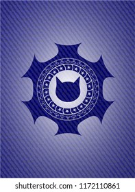 cat face icon with denim texture