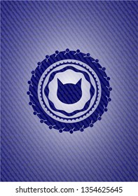 cat face icon with denim texture