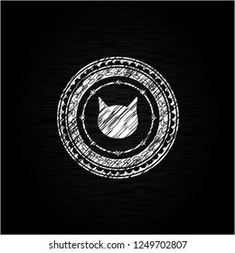 cat face icon drawn with chalkboard texture