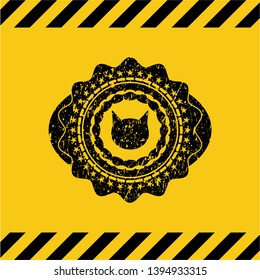 cat face icon grunge warning sign emblem. Vector Illustration. Detailed.