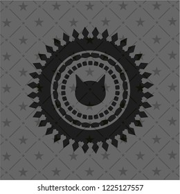 cat face icon inside black emblem. Vintage.