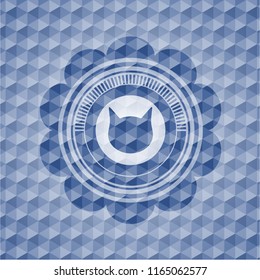 cat face icon inside blue polygonal emblem.