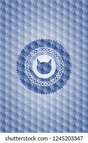 cat face icon inside blue hexagon badge.