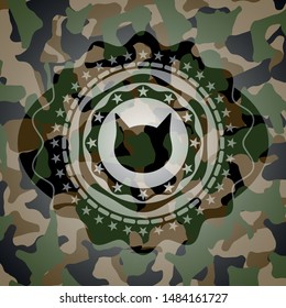 cat face icon inside camo emblem
