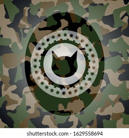 cat face icon inside camo emblem