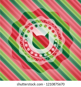 cat face icon inside christmas emblem background.