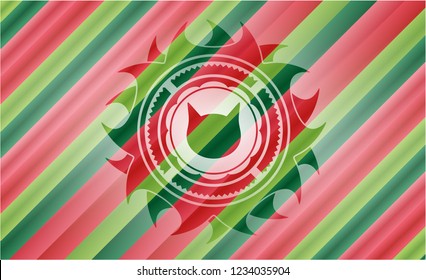 cat face icon inside christmas colors style emblem.