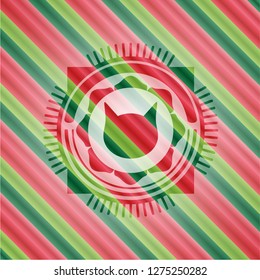 cat face icon inside christmas emblem.