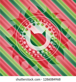 cat face icon inside christmas style emblem.