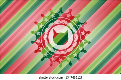 cat face icon inside christmas emblem.