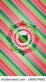 cat face icon inside christmas colors emblem.