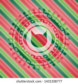 cat face icon inside christmas colors style emblem.