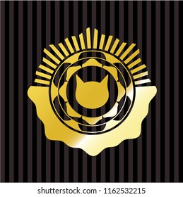 cat face icon inside gold emblem