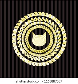 cat face icon inside gold emblem