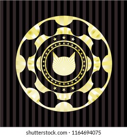 cat face icon inside gold emblem or badge