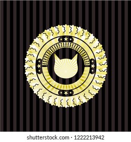 cat face icon inside gold emblem or badge