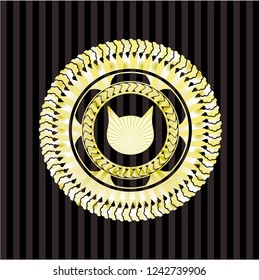 cat face icon inside gold emblem or badge