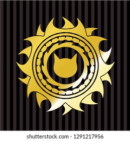 cat face icon inside gold shiny badge