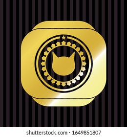 cat face icon inside gold badge