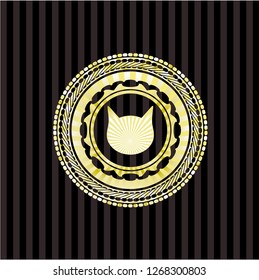 cat face icon inside golden emblem or badge