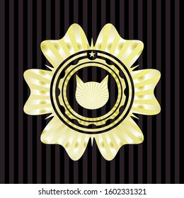 cat face icon inside golden badge