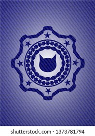 cat face icon inside jean background