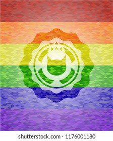 cat face icon inside lgbt colors emblem 