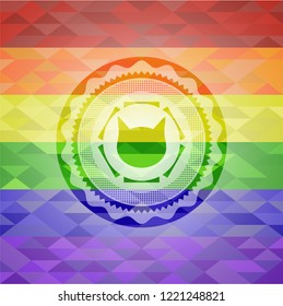 cat face icon inside lgbt colors emblem 