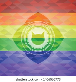 cat face icon inside lgbt colors emblem 
