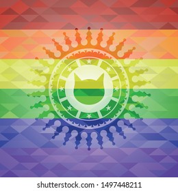 cat face icon inside lgbt colors emblem 