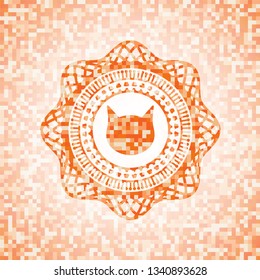 cat face icon inside orange mosaic emblem