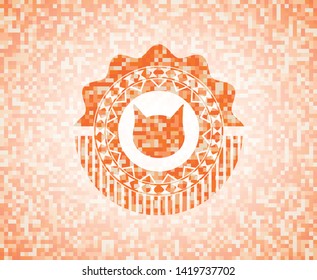cat face icon inside orange mosaic emblem