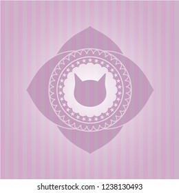 cat face icon inside pink emblem