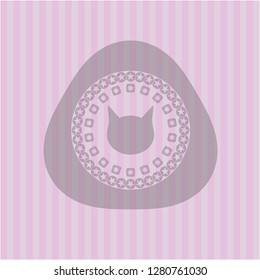cat face icon inside pink icon or emblem